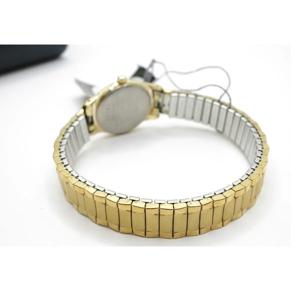 New with Box Pulsar Gold Tone Quartz Watch Base Metal Bezel Stainless Steel Back